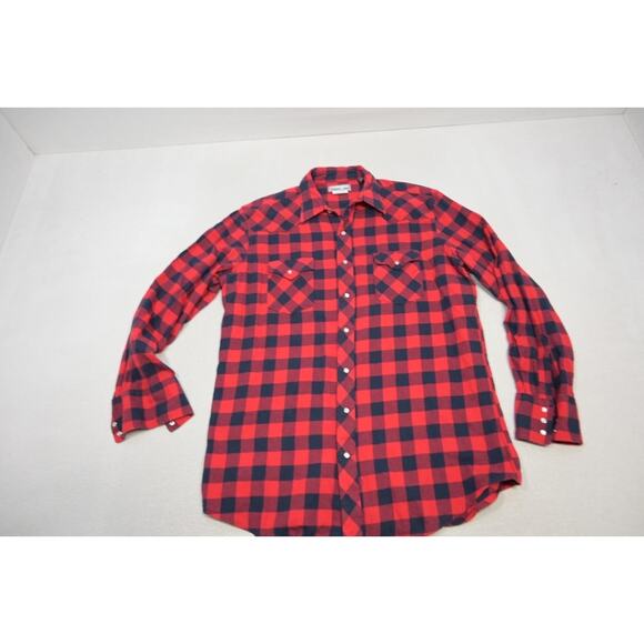 Wrangler Western Flannel Pearl Snaps Plaid Cowboy Shirt Long Sleeve Mens XLT - Picture 5 of 8